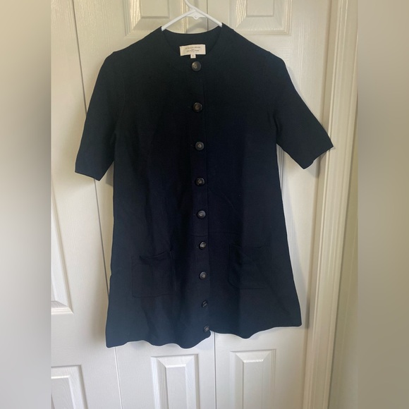 Sezane Ava Black Knit Mini Dress with Button Detail - Picture 6 of 10